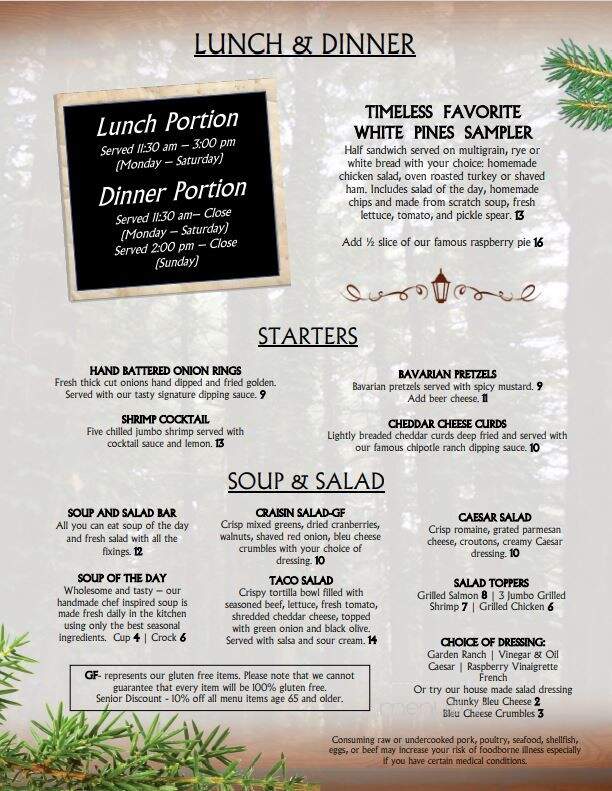 White Pines Inn - Mount Morris, IL menu_pic