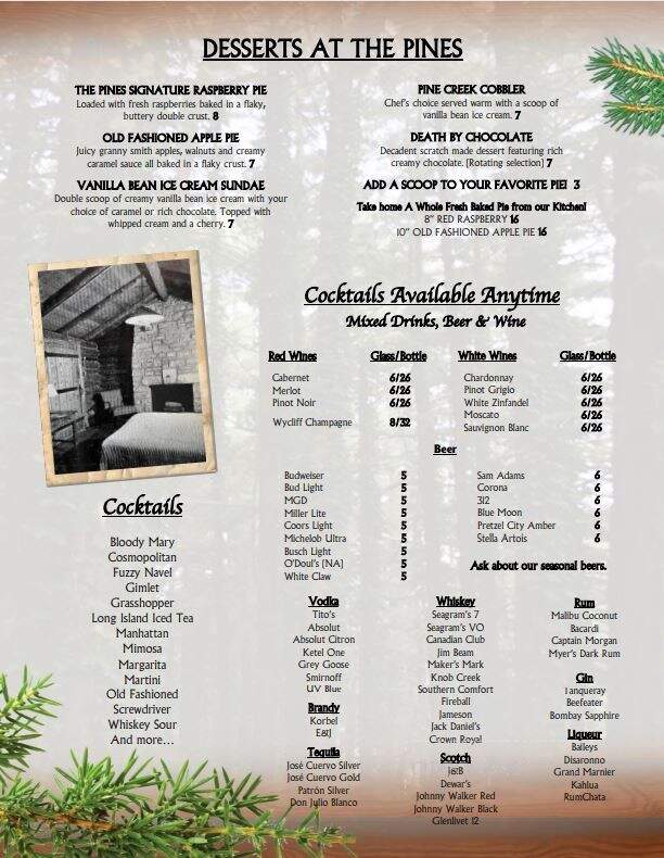 White Pines Inn - Mount Morris, IL menu_pic