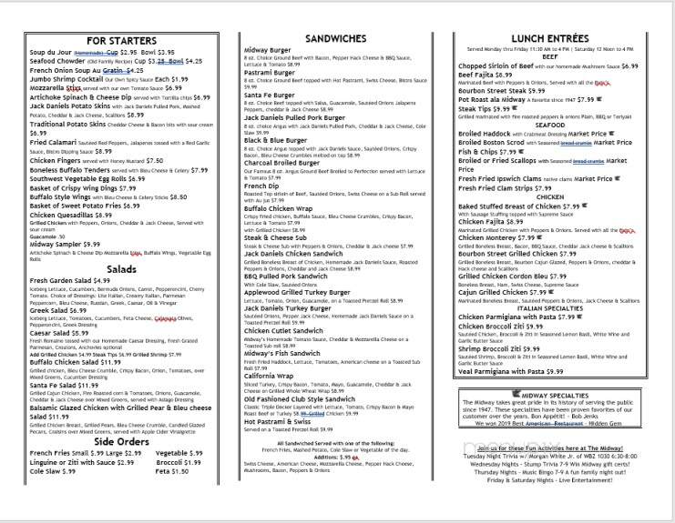 Midway Restaurant - Dedham, MA menu_pic