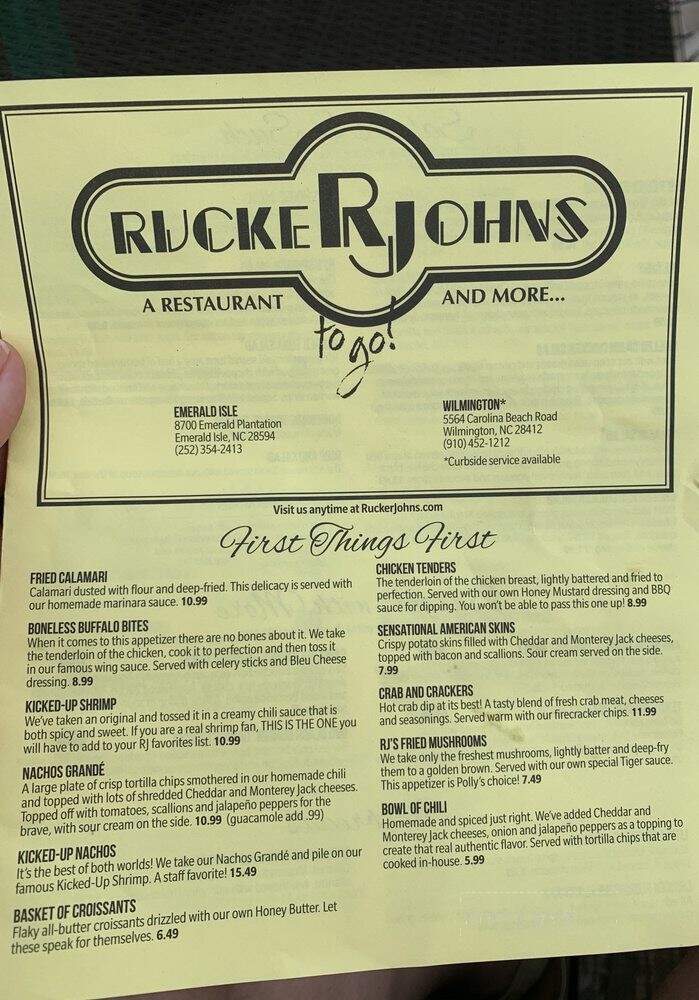Rucker John's Restaurant - Emerald Isle, NC menu_pic