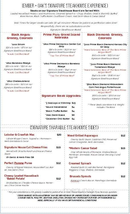 Ember & oak - Melbourne, FL menu_pic