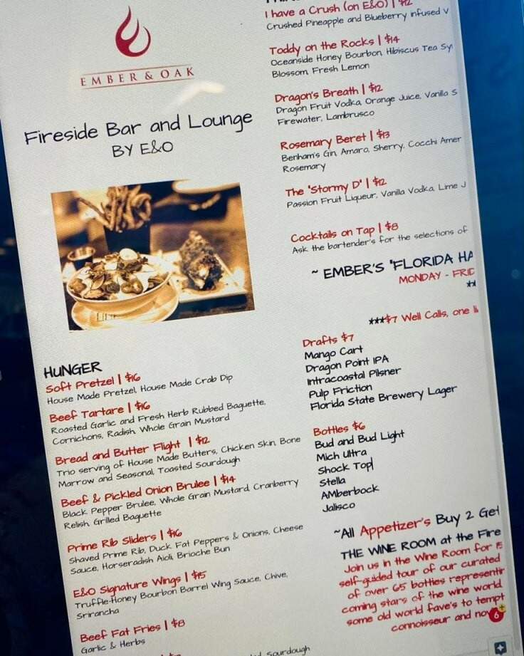 Ember & oak - Melbourne, FL menu_pic