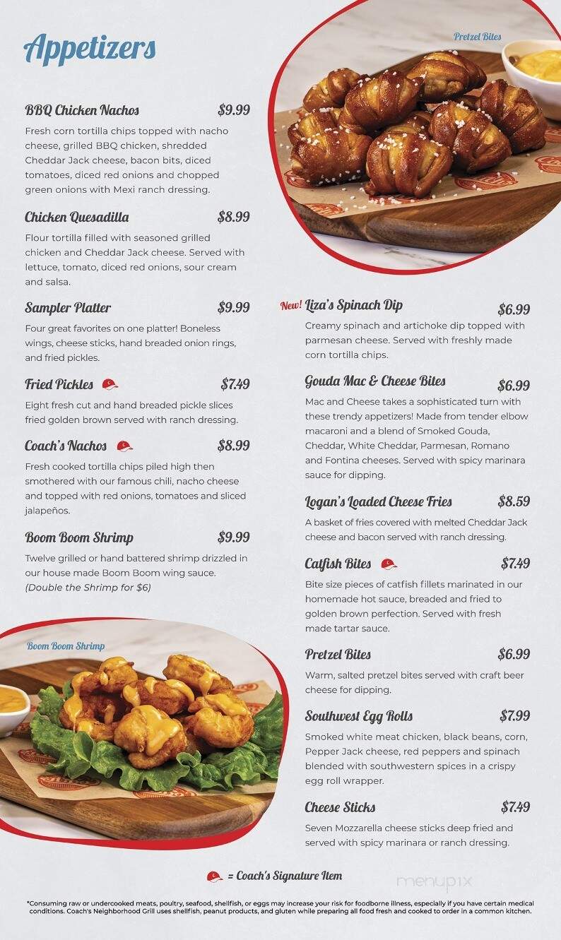 Coachs Neighborhood Grill - Hickory, NC menu_pic