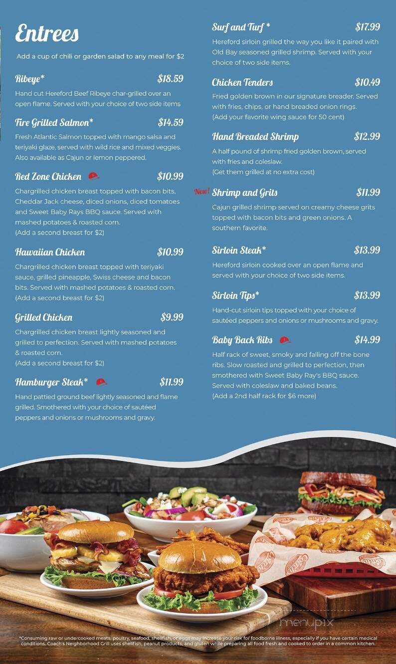 Coachs Neighborhood Grill - Hickory, NC menu_pic
