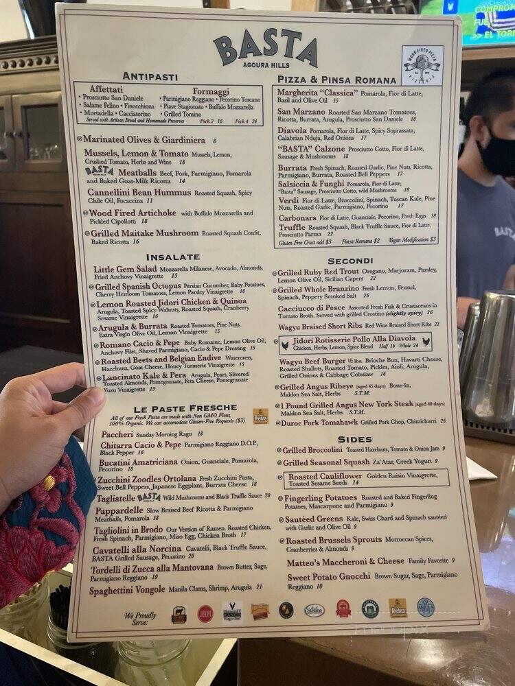 Basta - Agoura Hills, CA menu_pic
