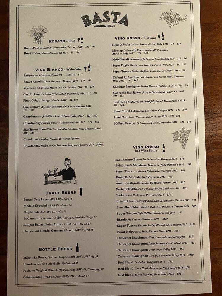 Basta - Agoura Hills, CA menu_pic