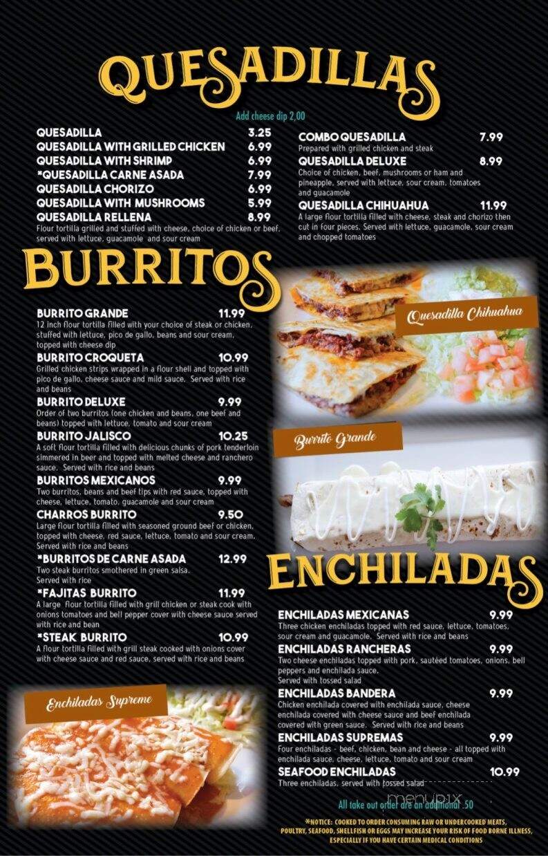 Los Charros - Macomb, IL menu_pic