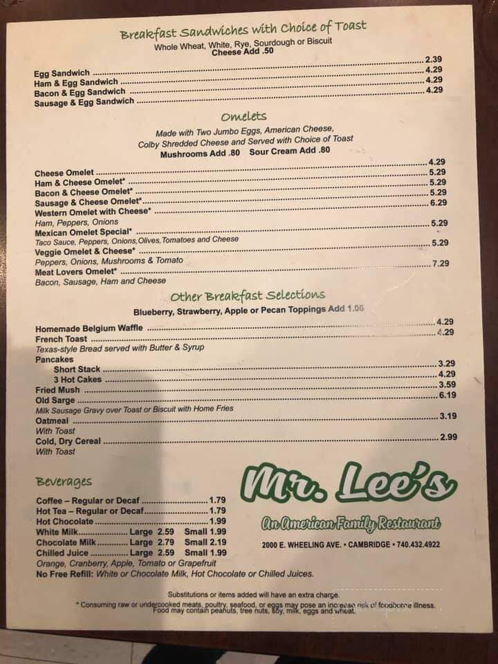 Mr Lee's Restaurant - Cambridge, OH