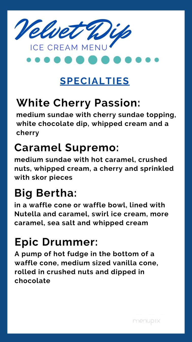 Velvet Dip - Brandon, MB menu_pic