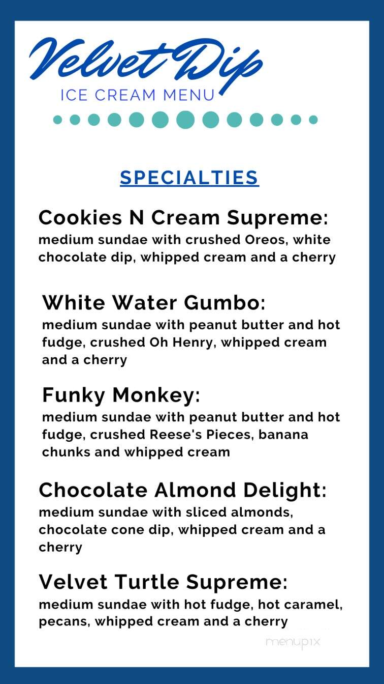 Velvet Dip - Brandon, MB menu_pic