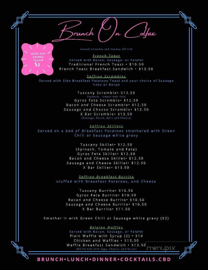 X Bar - Denver, CO menu_pic