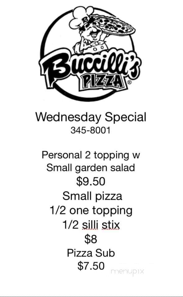 Buccilli's Pizza - West Branch, MI menu_pic