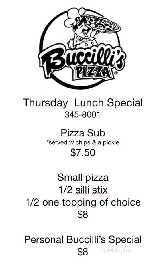 Buccilli's Pizza - West Branch, MI menu_pic