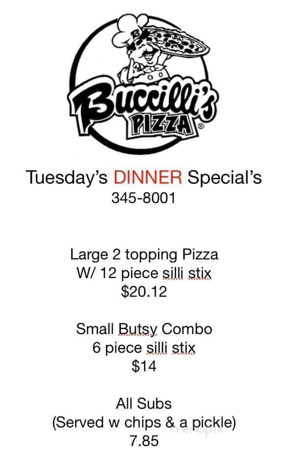 Buccilli's Pizza - West Branch, MI menu_pic