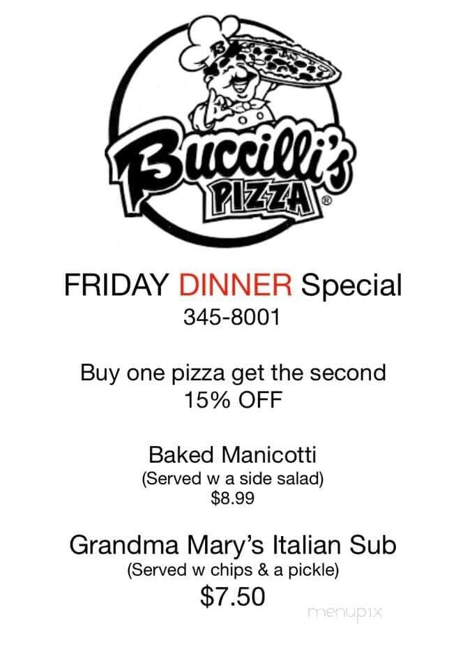Buccilli's Pizza - West Branch, MI menu_pic