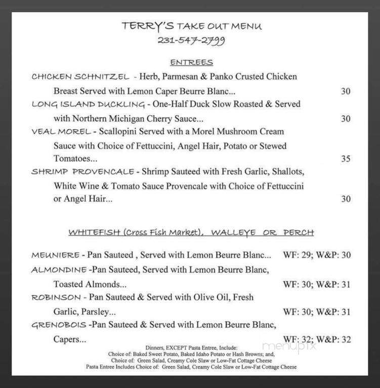 Terry's Place - Charlevoix, MI menu_pic