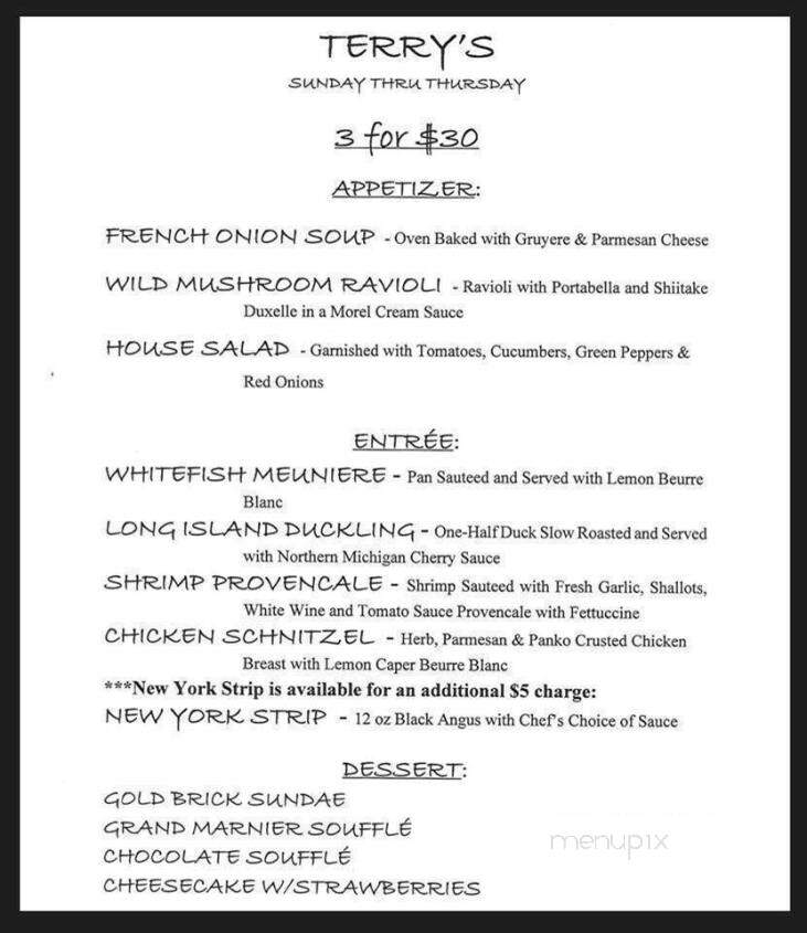 Terry's Place - Charlevoix, MI menu_pic