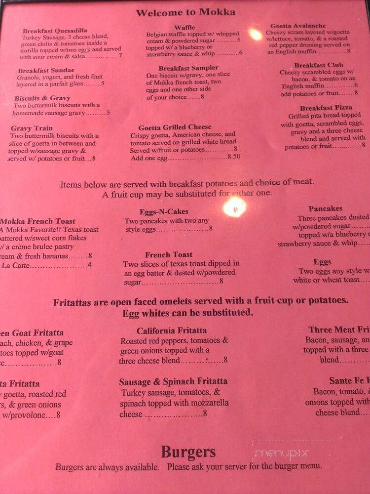 Mokka - Newport, KY menu_pic