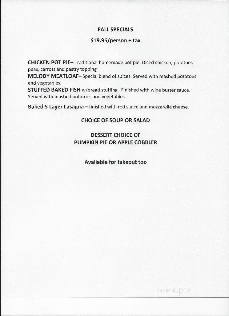 Melody Lodge - Speculator, NY menu_pic