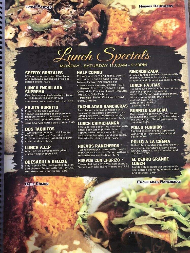 El Cerro Grande - Jacksonville, NC menu_pic