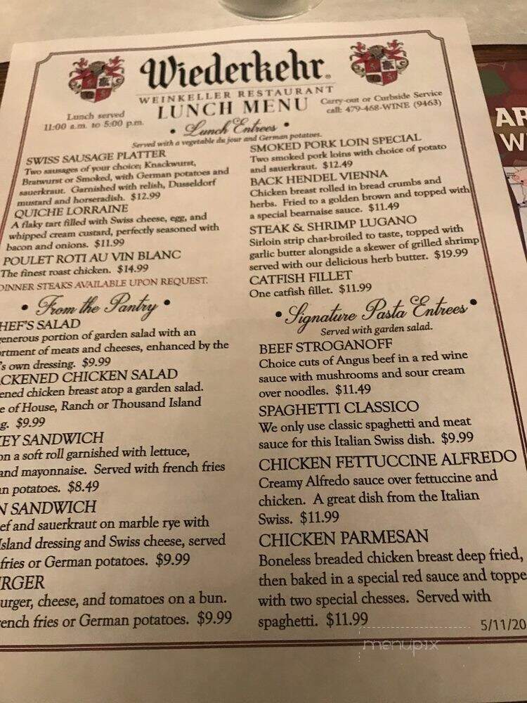 Wiederkehr Wine Cellars - Altus, AR menu_pic