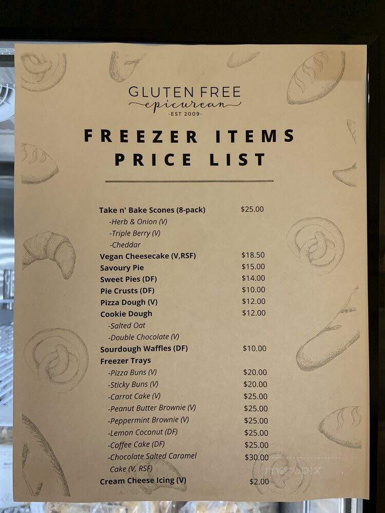 The Gluten Free Epicurean - Vancouver, BC menu_pic