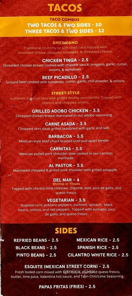 Sol Tacos & Tequila - Forsyth, GA menu_pic