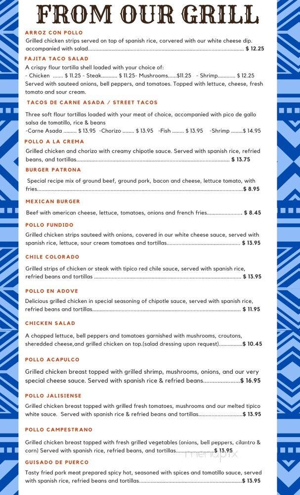 La Patrona Mexican Restaurant - Huron, SD menu_pic