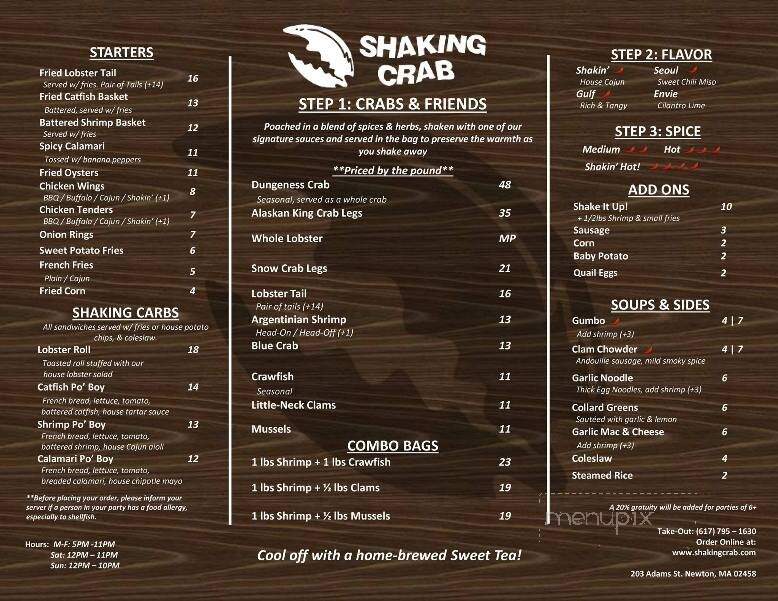 Shaking Crab - Foxborough, MA menu_pic