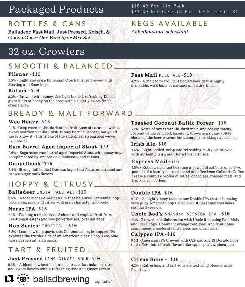 Callands Coffee - Chatham, VA menu_pic
