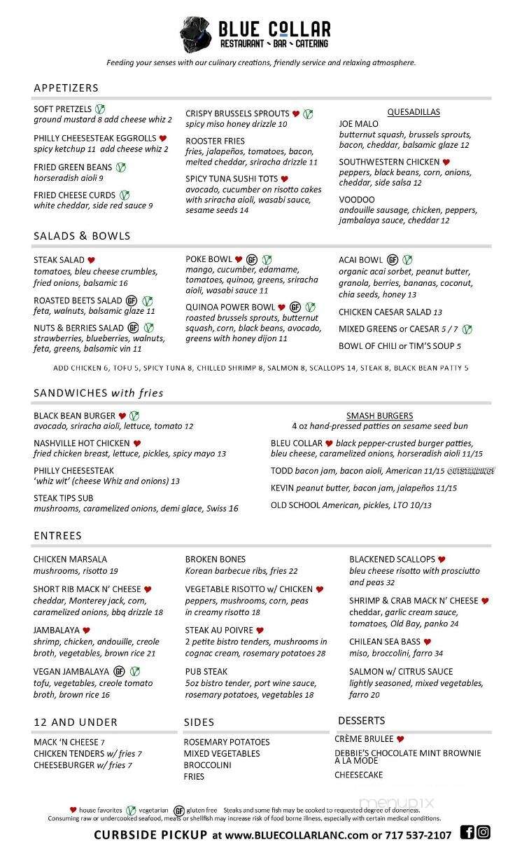 Blue Collar Restaurant - Landisville, PA menu_pic