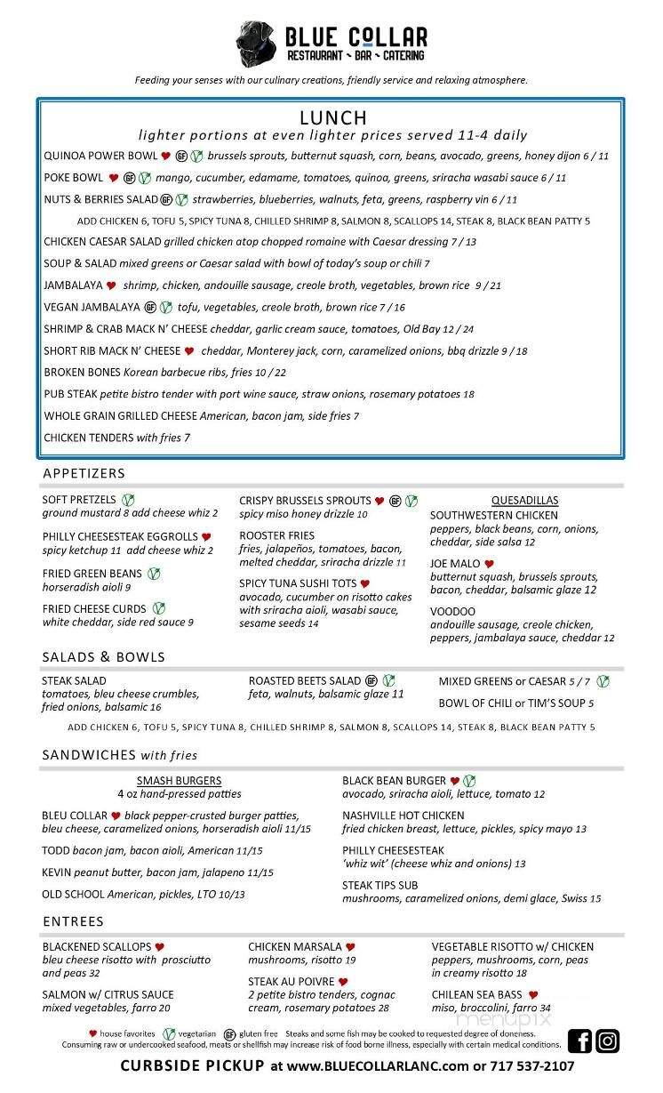 Blue Collar Restaurant - Landisville, PA menu_pic