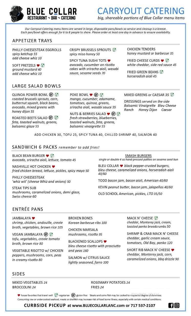 Blue Collar Restaurant - Landisville, PA menu_pic
