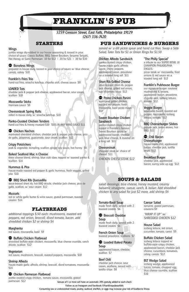 Franklin's East Falls - Philadelphia, PA menu_pic