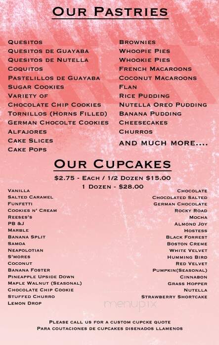 Dulces Bakery - Manchester, NH menu_pic