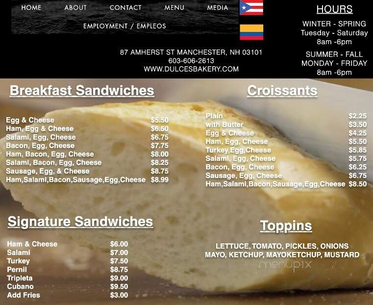Dulces Bakery - Manchester, NH menu_pic
