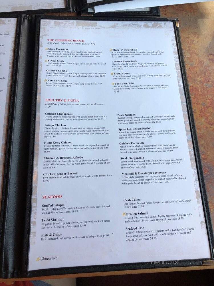 Crimson American Grill - York, PA menu_pic