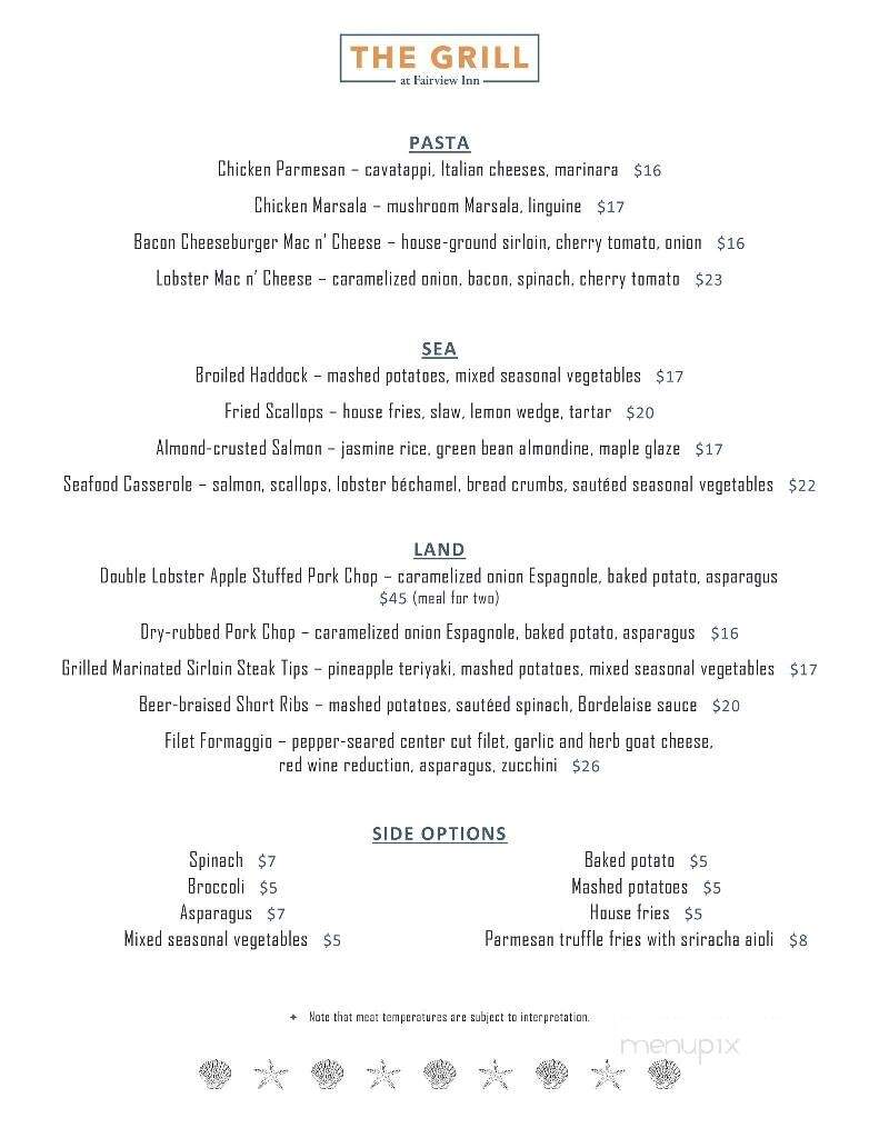 Fairview Inn - Marshfield, MA menu_pic