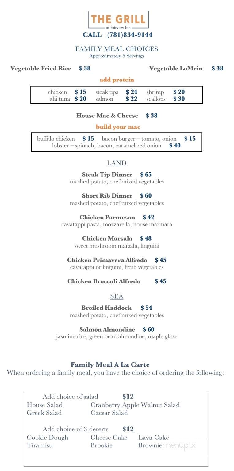Fairview Inn - Marshfield, MA menu_pic