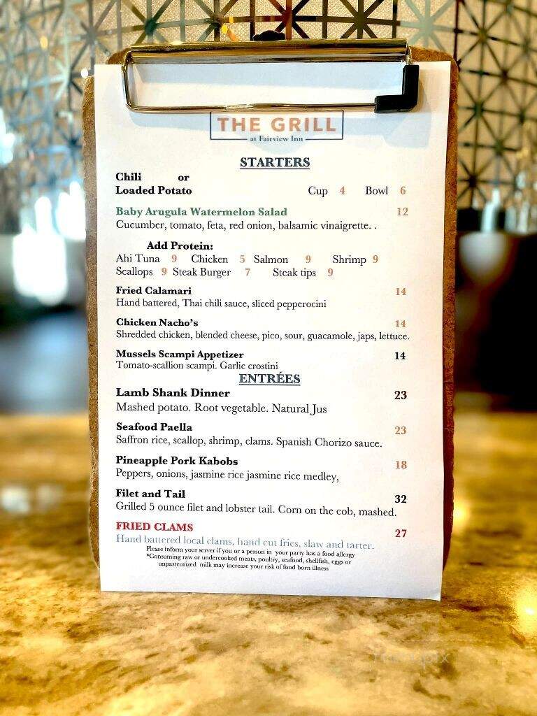 Fairview Inn - Marshfield, MA menu_pic