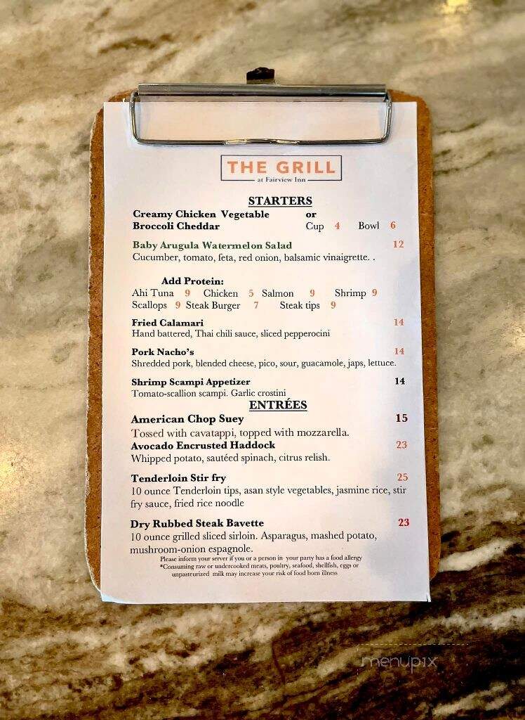Fairview Inn - Marshfield, MA menu_pic