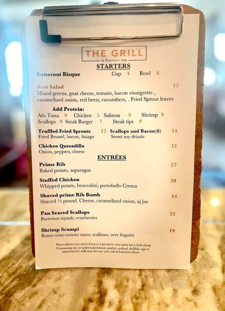 Fairview Inn - Marshfield, MA menu_pic