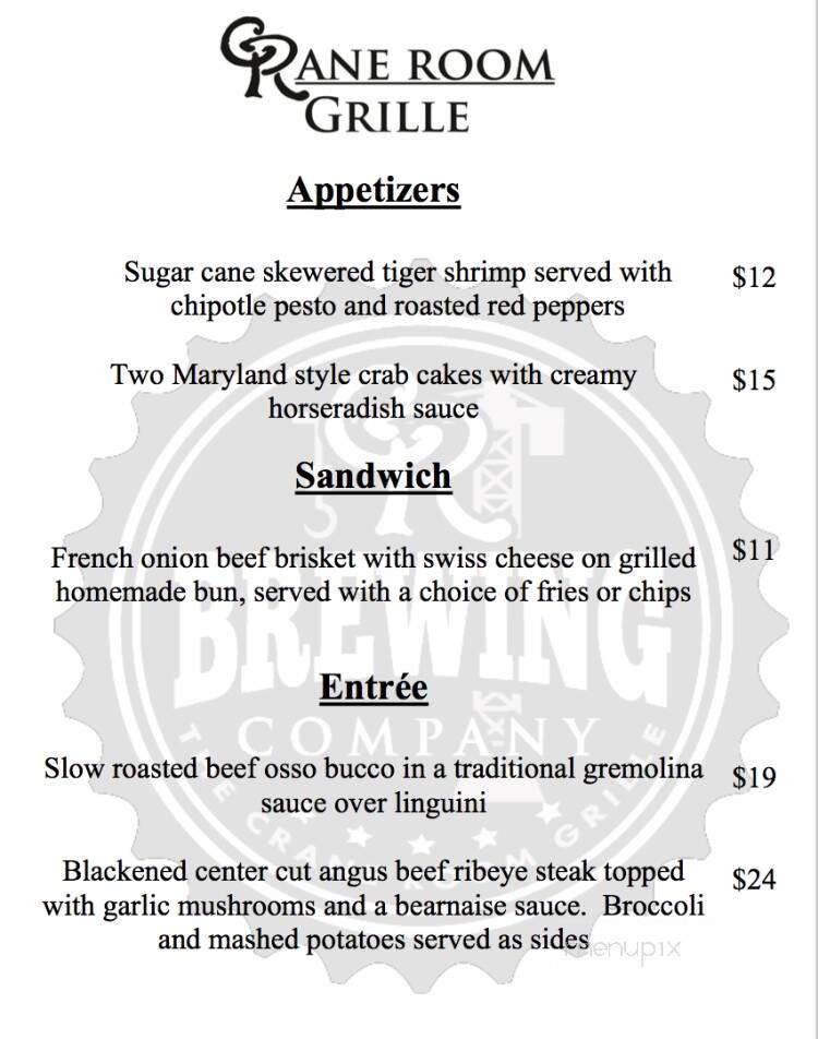 Crane Room Bar & Grill - New Castle, PA menu_pic