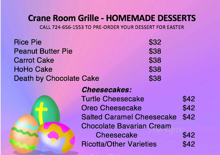 Crane Room Bar & Grill - New Castle, PA menu_pic