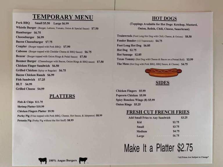 Kristy's Whistle Stop - Enola, PA menu_pic