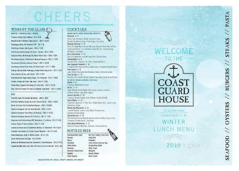 Coast Guard House - Narragansett, RI menu_pic