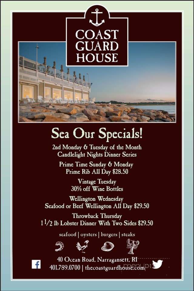 Coast Guard House - Narragansett, RI menu_pic