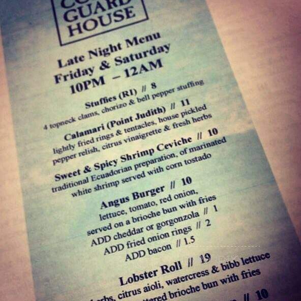 Coast Guard House - Narragansett, RI menu_pic