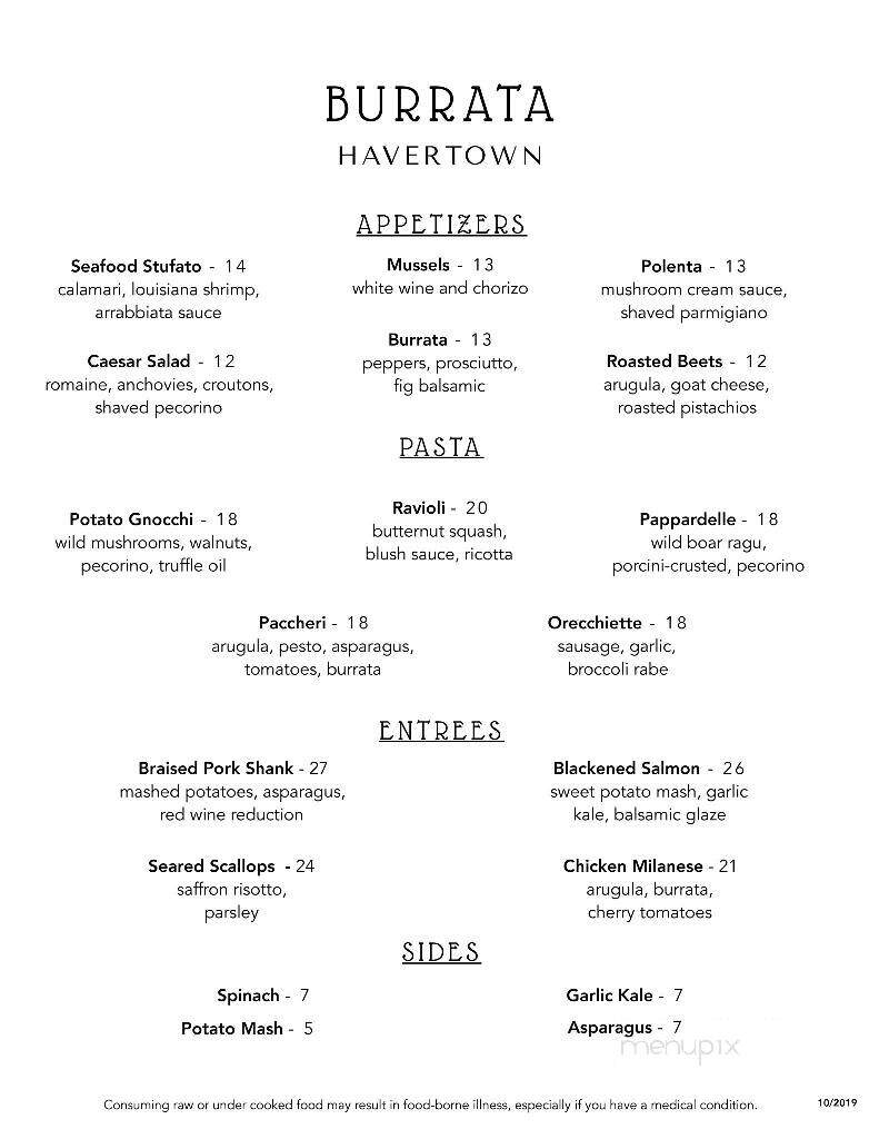 Burrata Havertown - Havertown, PA menu_pic