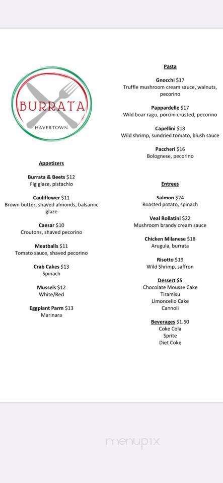 Burrata Havertown - Havertown, PA menu_pic